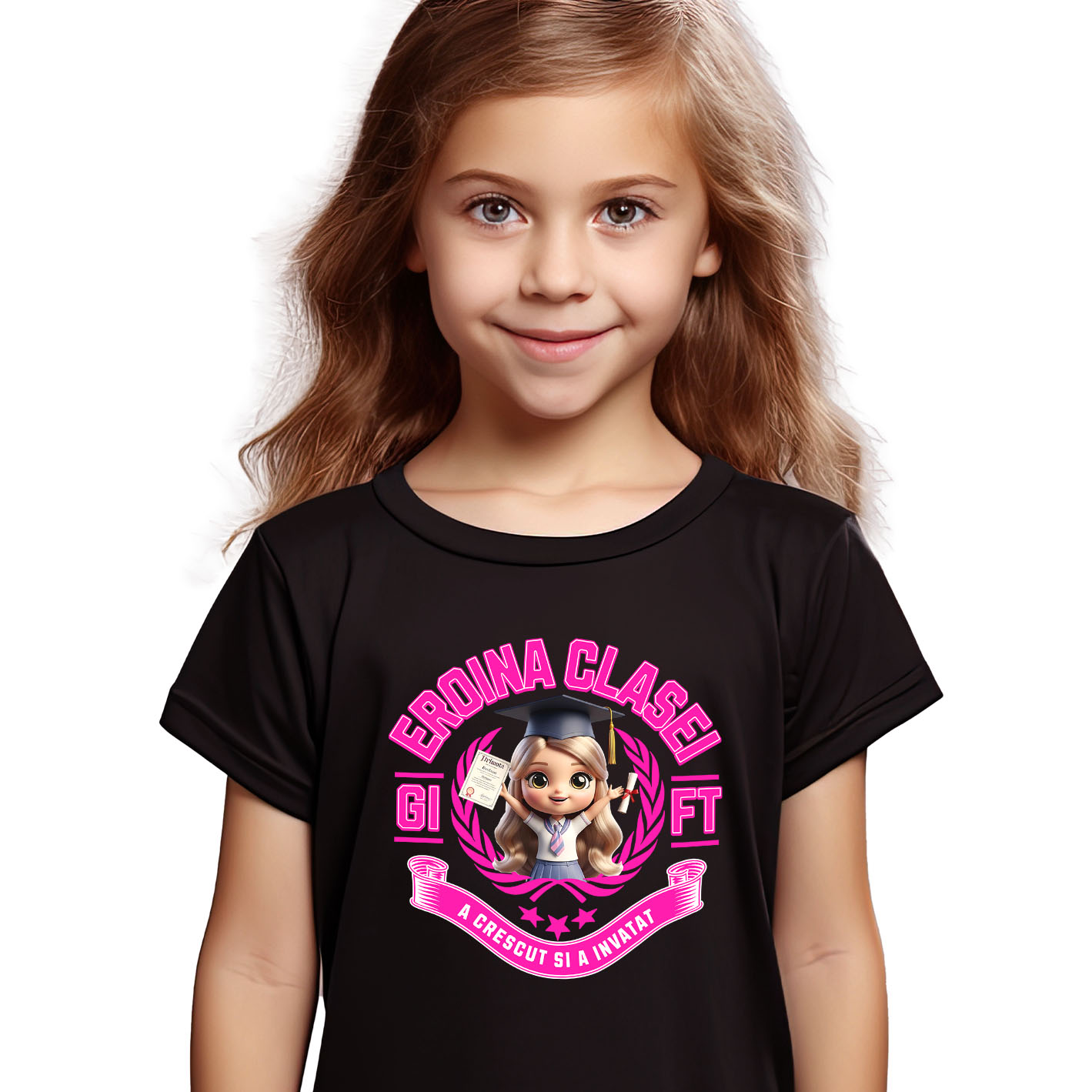 Educatie - Tricou Copii cu Barbie Erou – Prima Zi De Scoala 100% Bumbac, Negru, 12 Ani