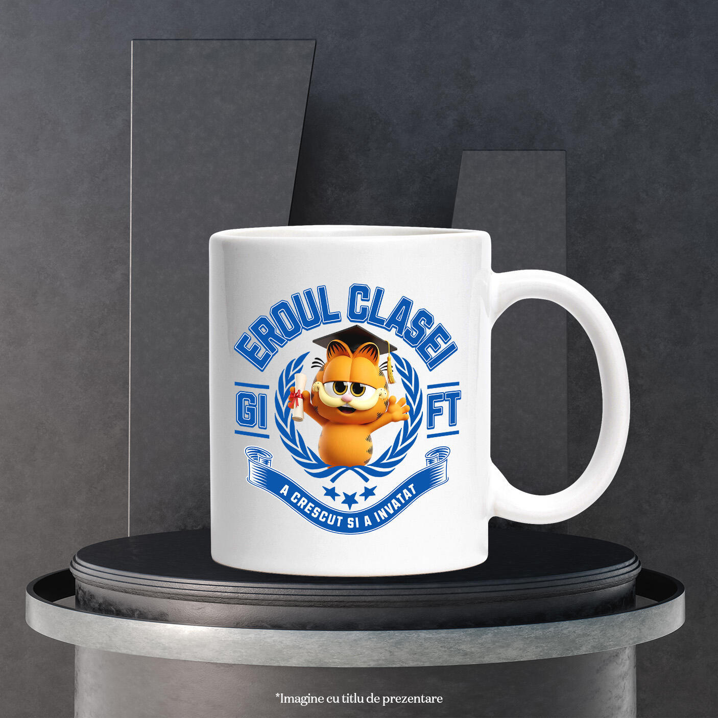 Cana Cu Garfield Erou – Aventuri La Scoala Ceramica, 330ML, cu Maner Alb [2]