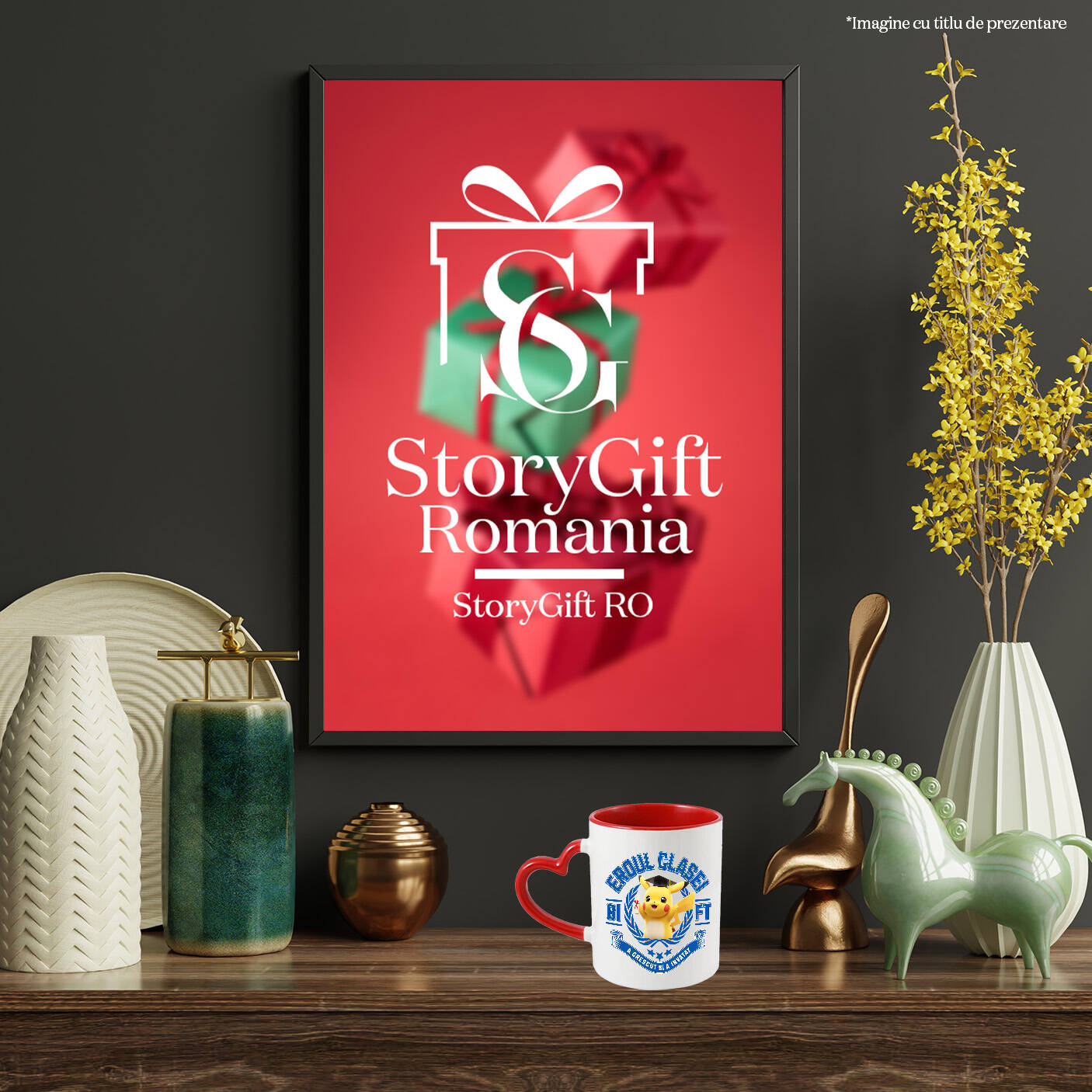 Cana Cu Pikachu La Scoala: Puterea Prieteniei Ceramica, 330ML, cu Maner Inima Rosie [3]