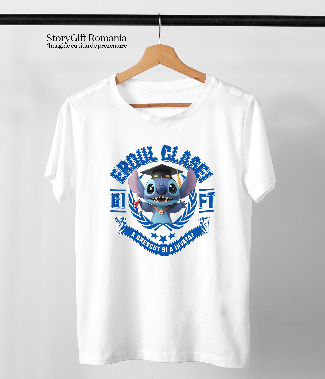 Tricou Copii cu Stitch: Zambete Si Curaj La Scoala 100% Bumbac, Alb, 10 Ani [4]