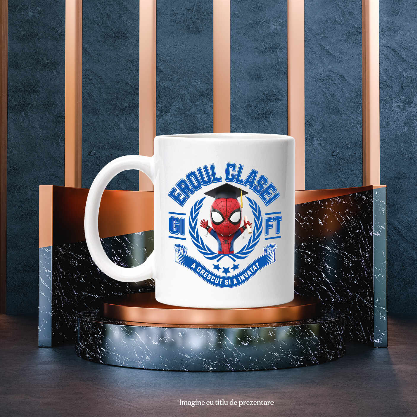 Cana Cu Spiderman: Erou La Scoala, Curaj In Viata Ceramica, 330ML, cu Maner Alb [2]