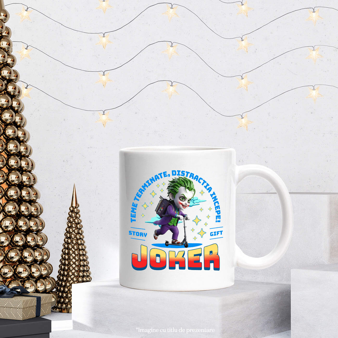 Cana Cu Joker: Haos Pe Patine Si Distractie Ceramica, 330ML, cu Maner Alb [2]