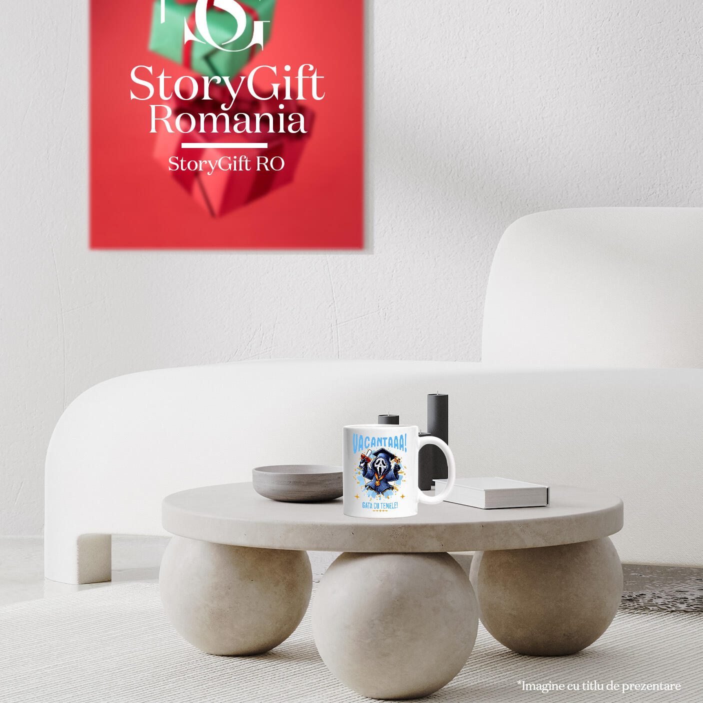 Cana Cu Vacanta Terifianta cu Scream si Diplome Ceramica, 330ML, cu Maner Alb [3]