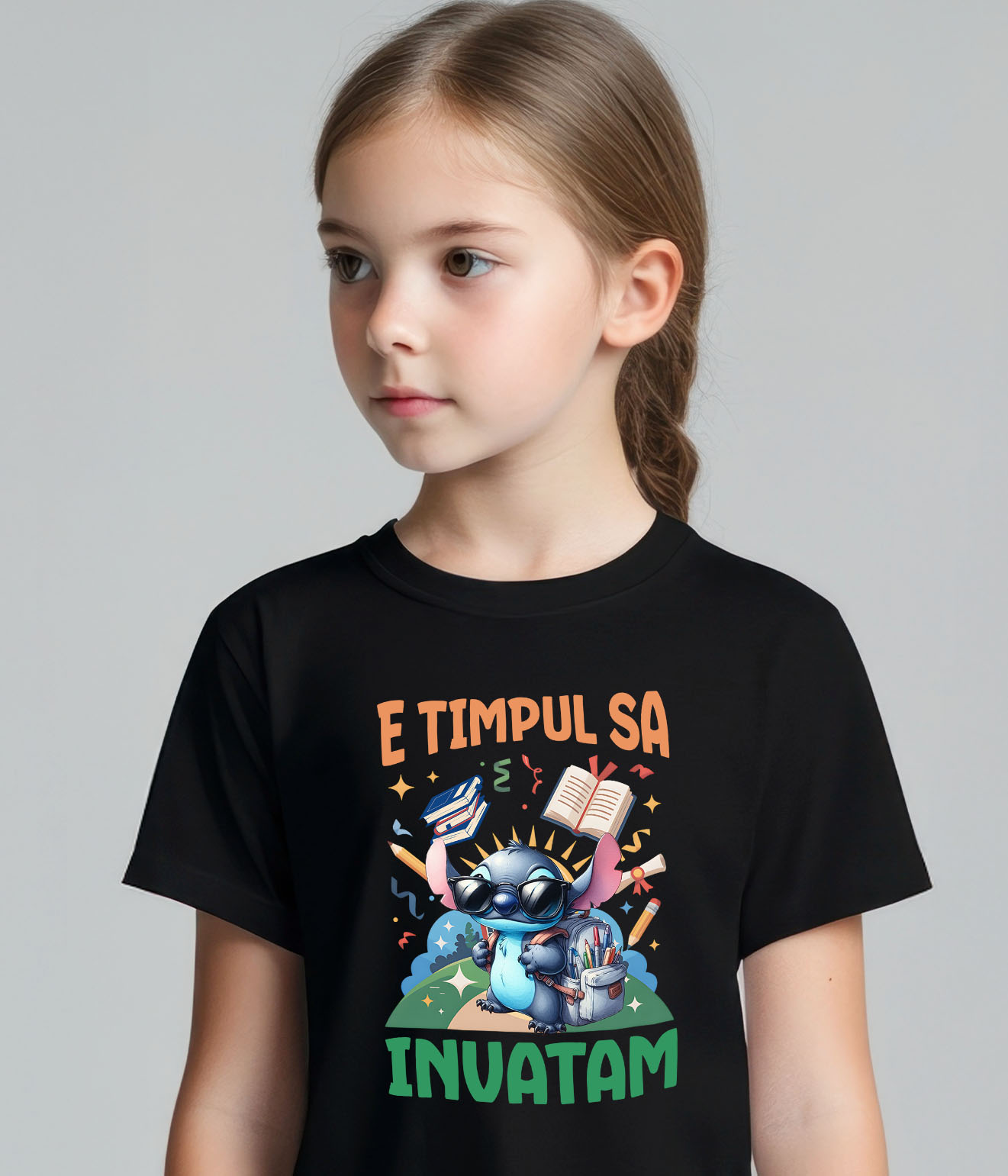 Tricou Copii cu Stitch: Învățătura Plină De Aventură și Zâmbete 100% Bumbac, Negru, 10 Ani [2]