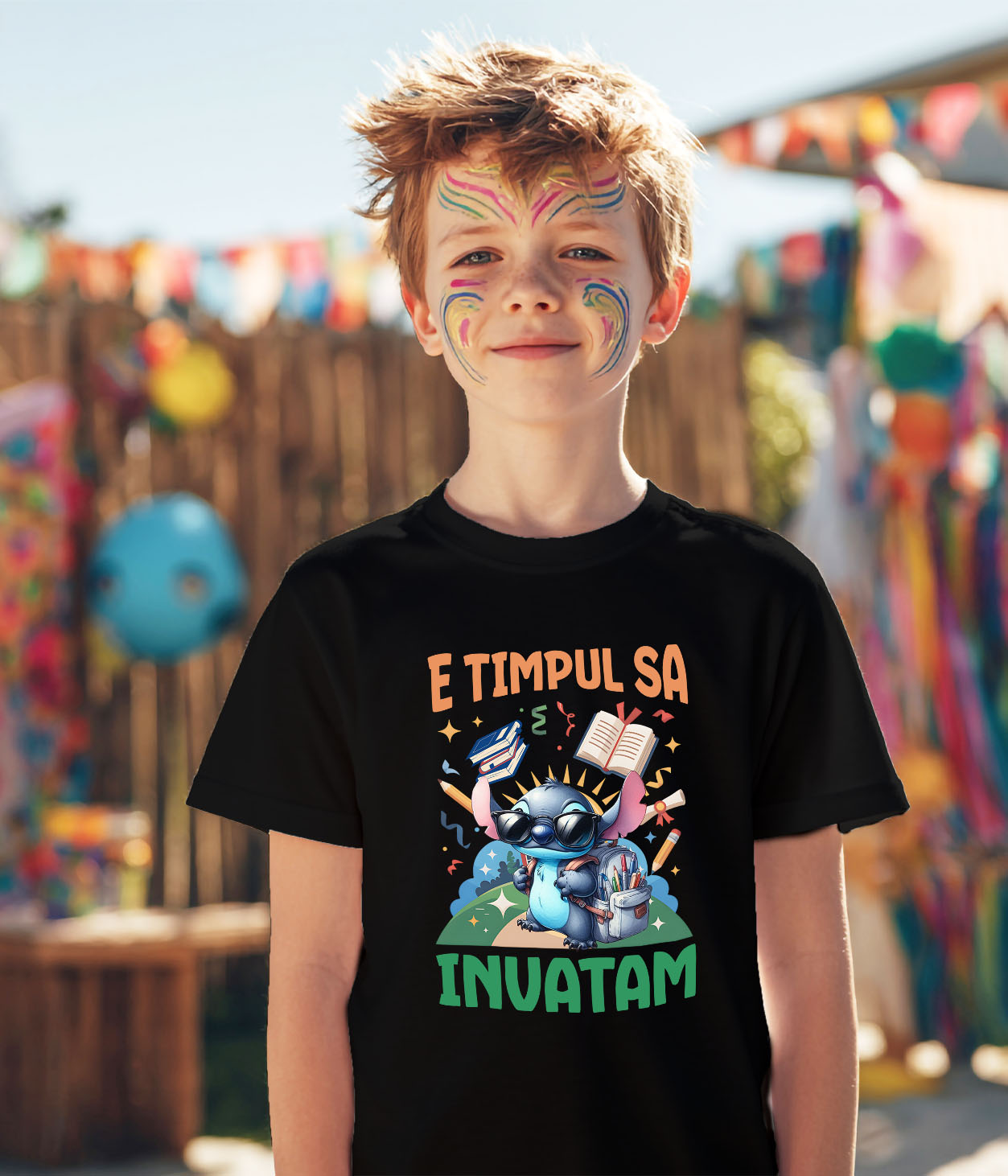 Tricou Copii cu Stitch: Învățătura Plină De Aventură și Zâmbete 100% Bumbac, Negru, 10 Ani [3]
