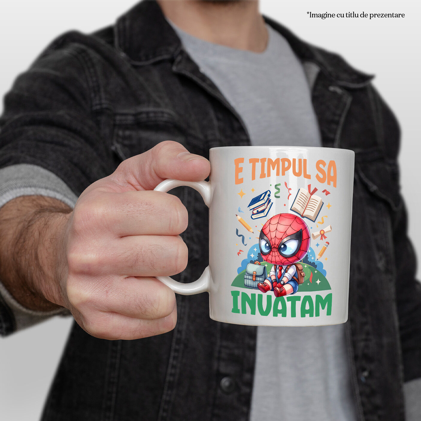 Cana Cu Învață Să Fii Erou Cu Superman Ceramica, 330ML, cu Maner Alb [1]