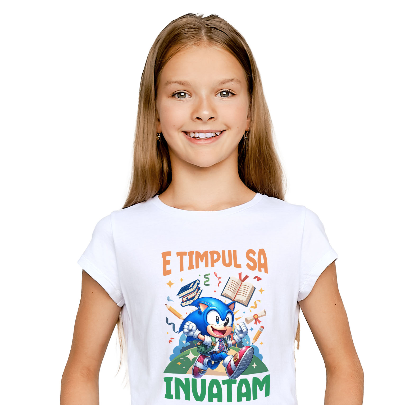 Tricou Copii cu Sonic: Începe-ți Aventura În Învățare Pe Viteza Maximă 100% Bumbac, Alb, 12 Ani [1]