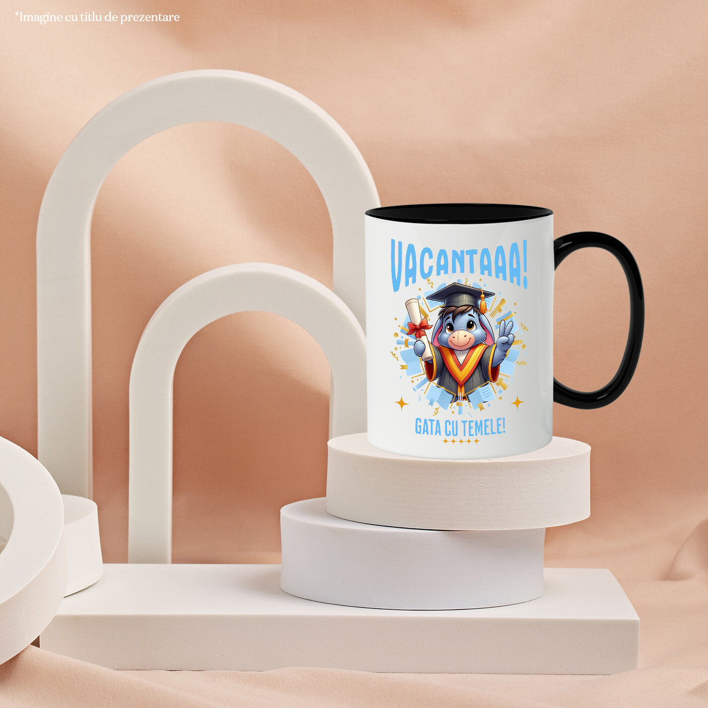 Cana Cu Eeyore si Visele de Vacanta Ceramica, 330ML, cu Maner Negru [2]