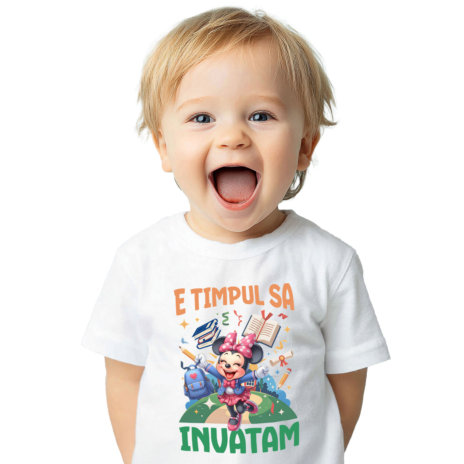 Educatie - Tricou Copii cu Începem Să Învățăm Cu Minnie Mouse: Lecții De Neuitat 100% Bumbac, Alb, 12 Ani