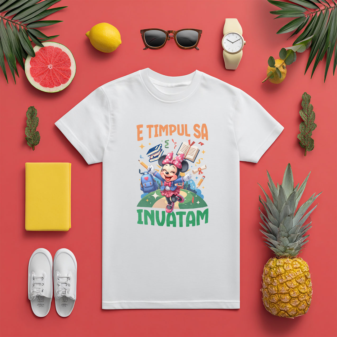 Tricou Copii cu Începem Să Învățăm Cu Minnie Mouse: Lecții De Neuitat 100% Bumbac, Alb, 12 Ani [4]