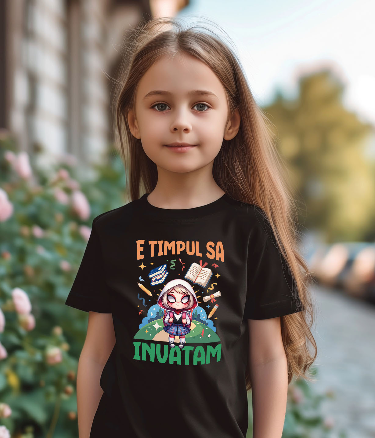 Tricou Copii cu Spide-Gwen: Incepem Sa Invatam Cu Puterea Supereroilor 100% Bumbac, Negru, 10 Ani [2]