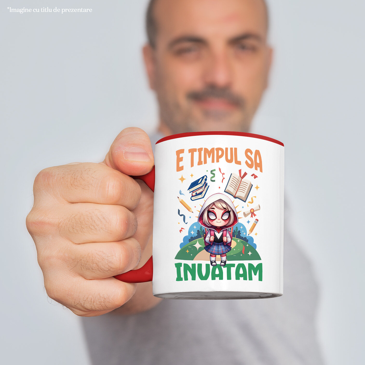 Cana Cu Spide-Gwen: Incepem Sa Invatam Cu Puterea Supereroilor Ceramica, 330ML, cu Maner Rosu [1]