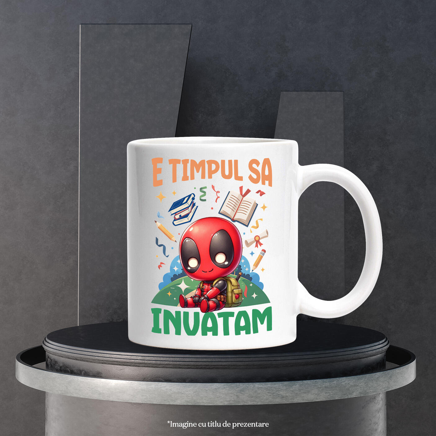 Cana Cu Deadpool: Incepem Aventurile Educative Ceramica, 330ML, cu Maner Alb [2]