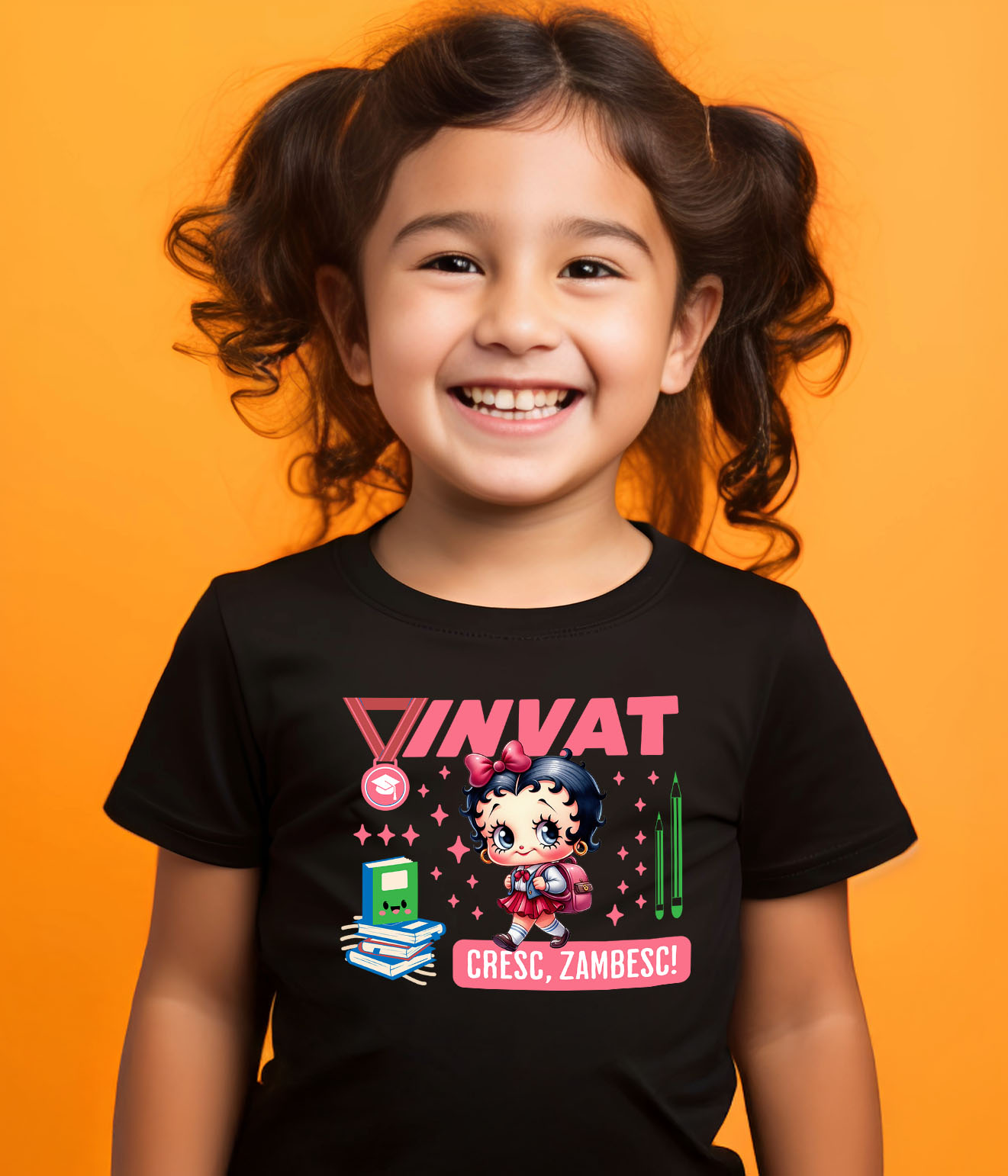 Tricou Copii cu  Scufita Rosie: Crestem în Lumea Povestilor 100% Bumbac, Negru, 12 Ani [2]