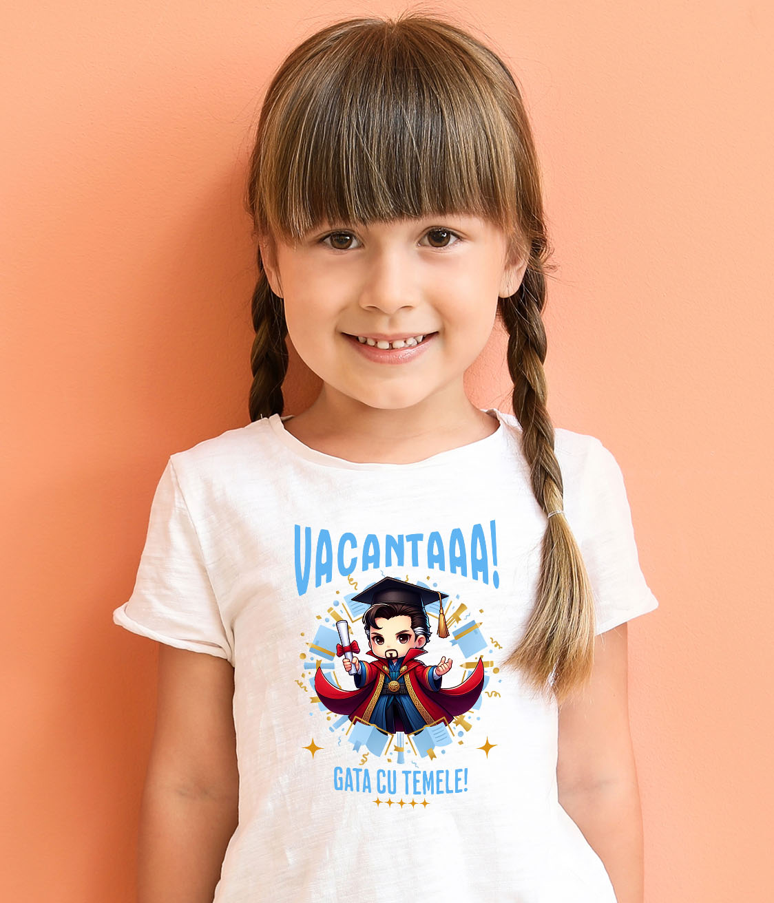 Tricou Copii cu Doctor Strange Sub Soare: Magie si Diplome 100% Bumbac, Alb, 10 Ani [3]