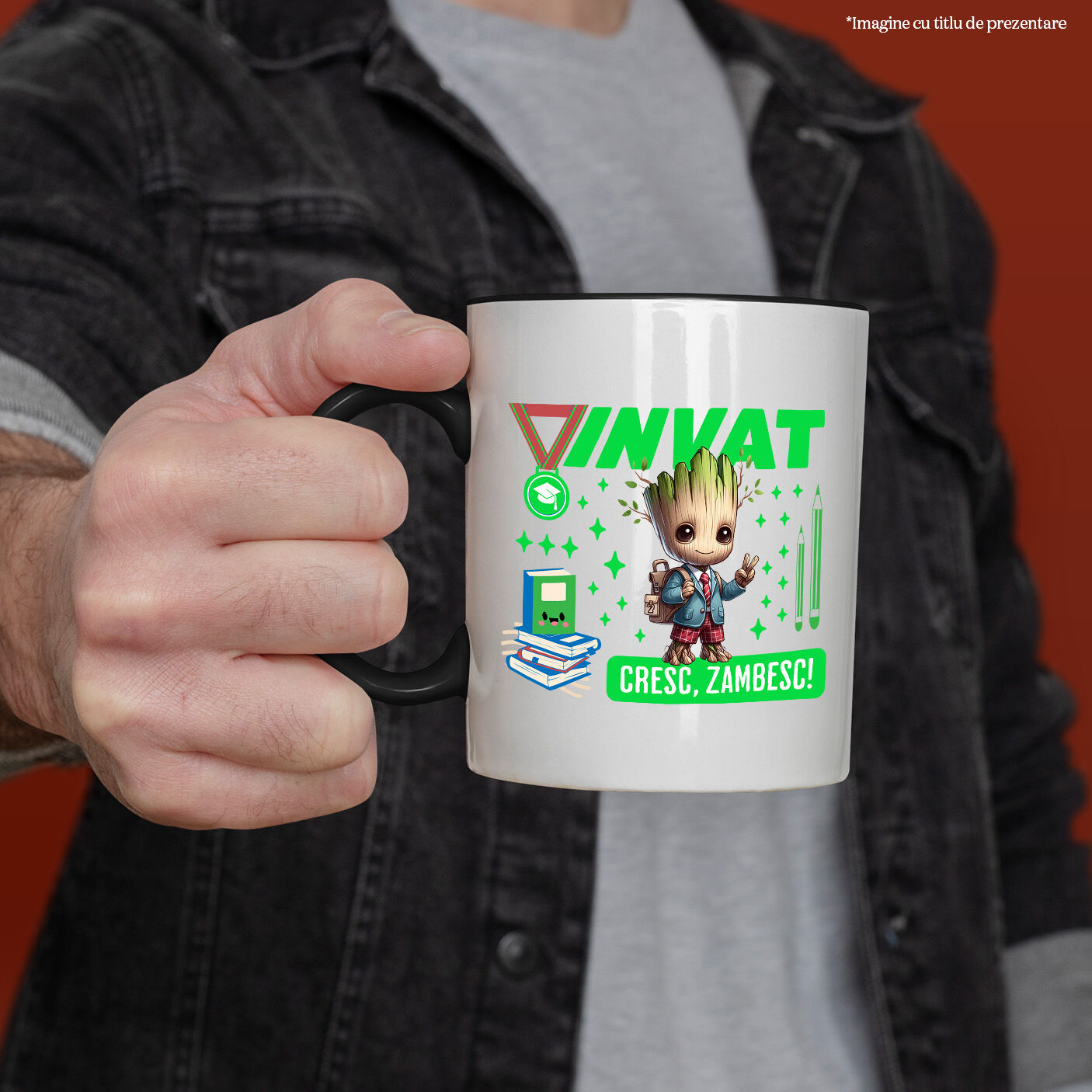 Cana Cu Groot – Calatoria Cunoasterii Ceramica, 330ML, cu Maner Negru [1]