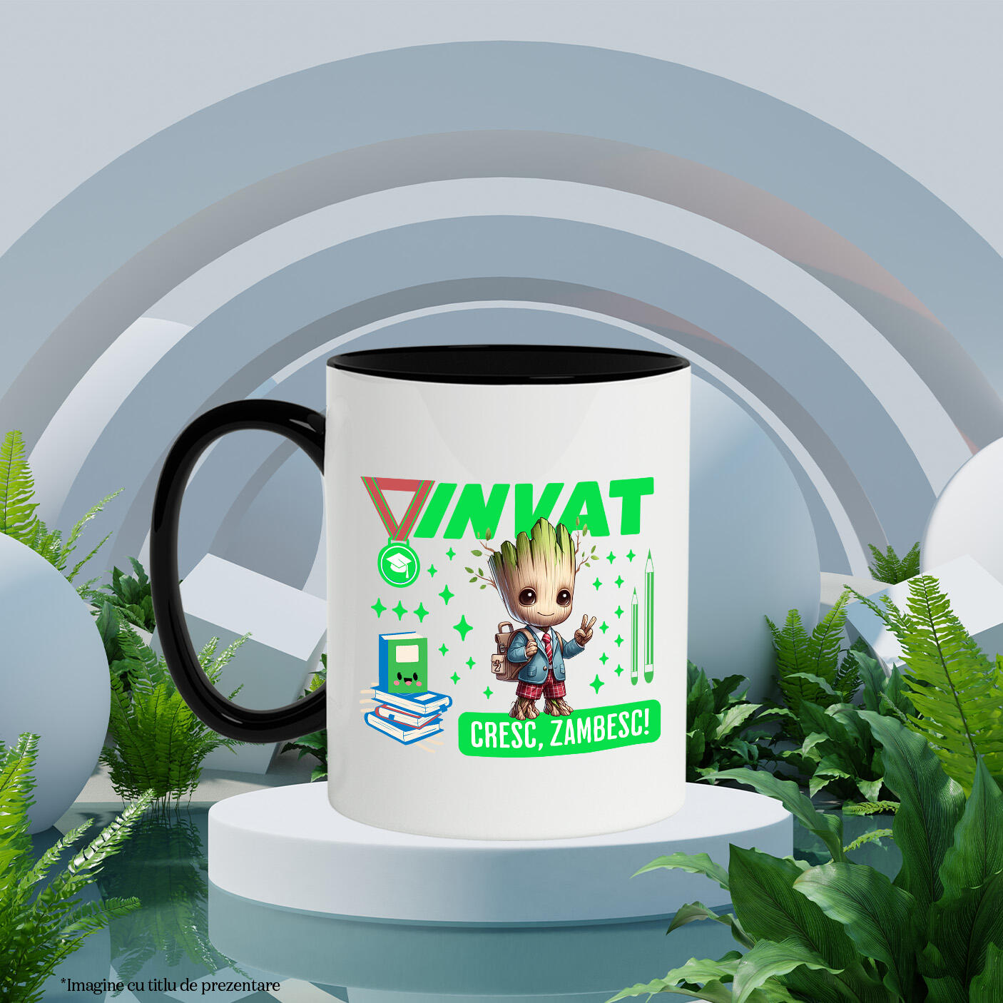 Cana Cu Groot – Calatoria Cunoasterii Ceramica, 330ML, cu Maner Negru [2]