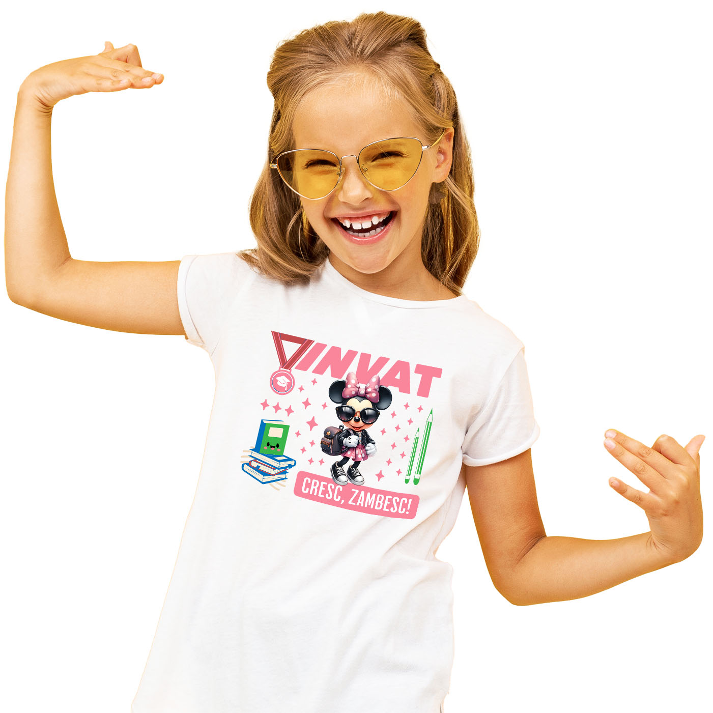 Educatie - Tricou Copii cu  Minnie Mouse – Prietenul Meu de Invatare 100% Bumbac, Alb, 12 Ani