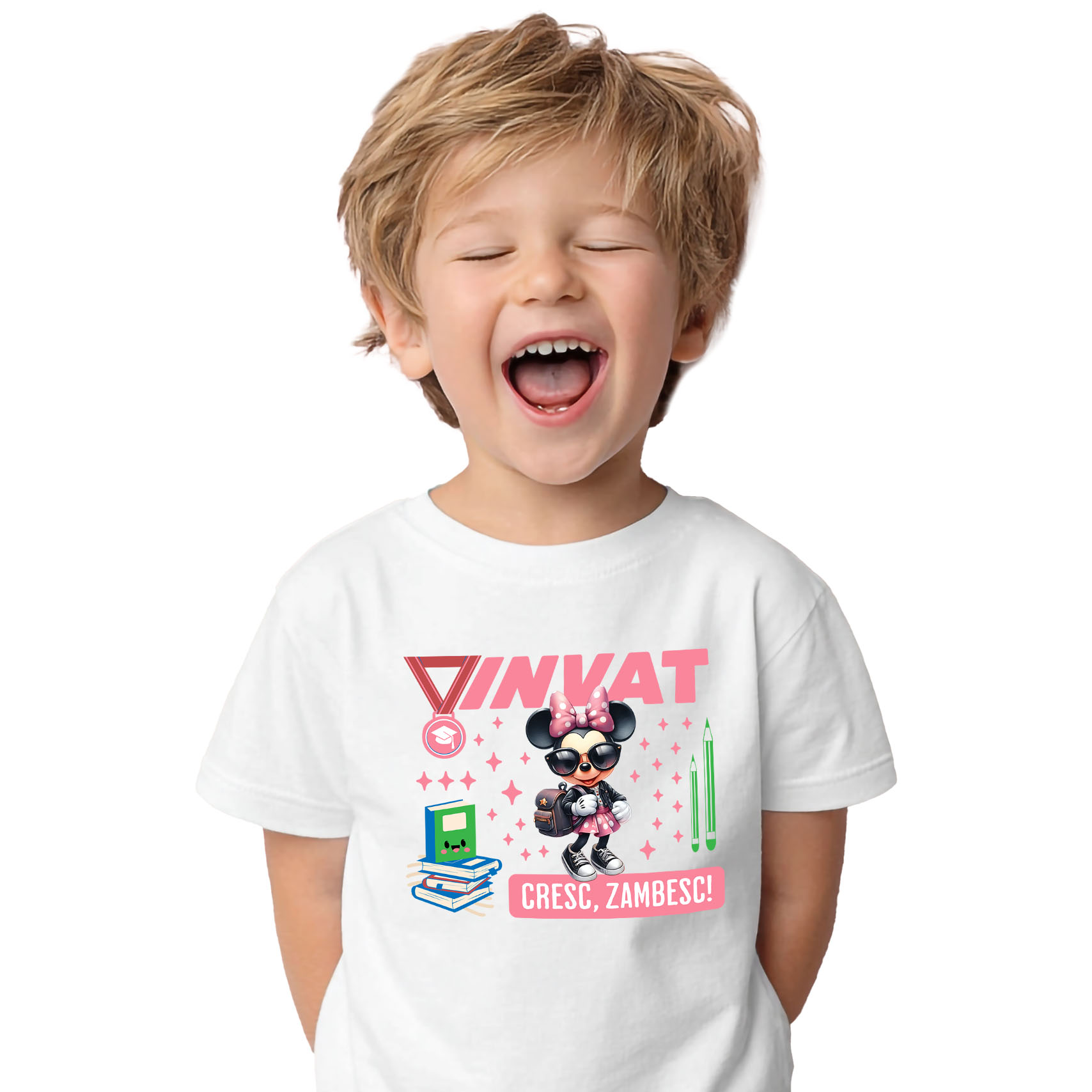 Tricou Copii cu  Minnie Mouse – Prietenul Meu de Invatare 100% Bumbac, Alb, 12 Ani [1]