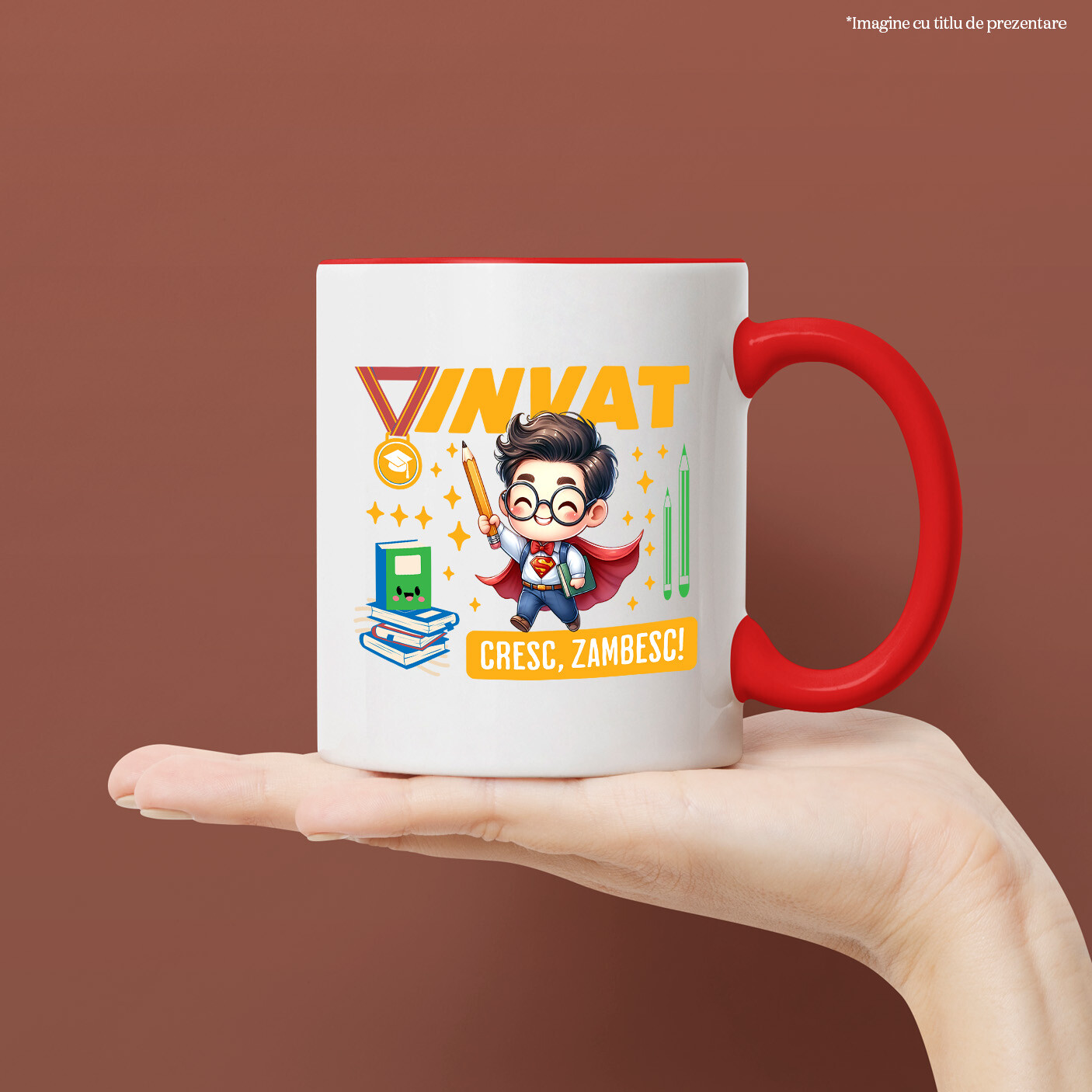 Cana Cu Harry Potter – Povesti si Invatare Ceramica, 330ML, cu Maner Rosu [1]