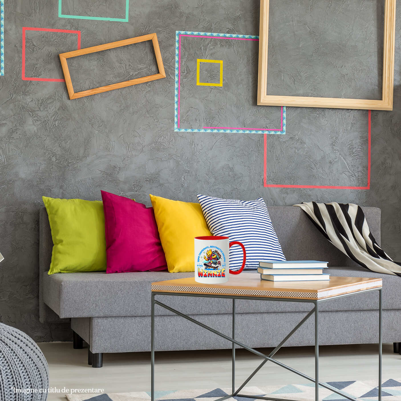 Cana Cu Invatare Vesela cu Winnie de Plus Ceramica, 330ML, cu Maner Rosu [2]