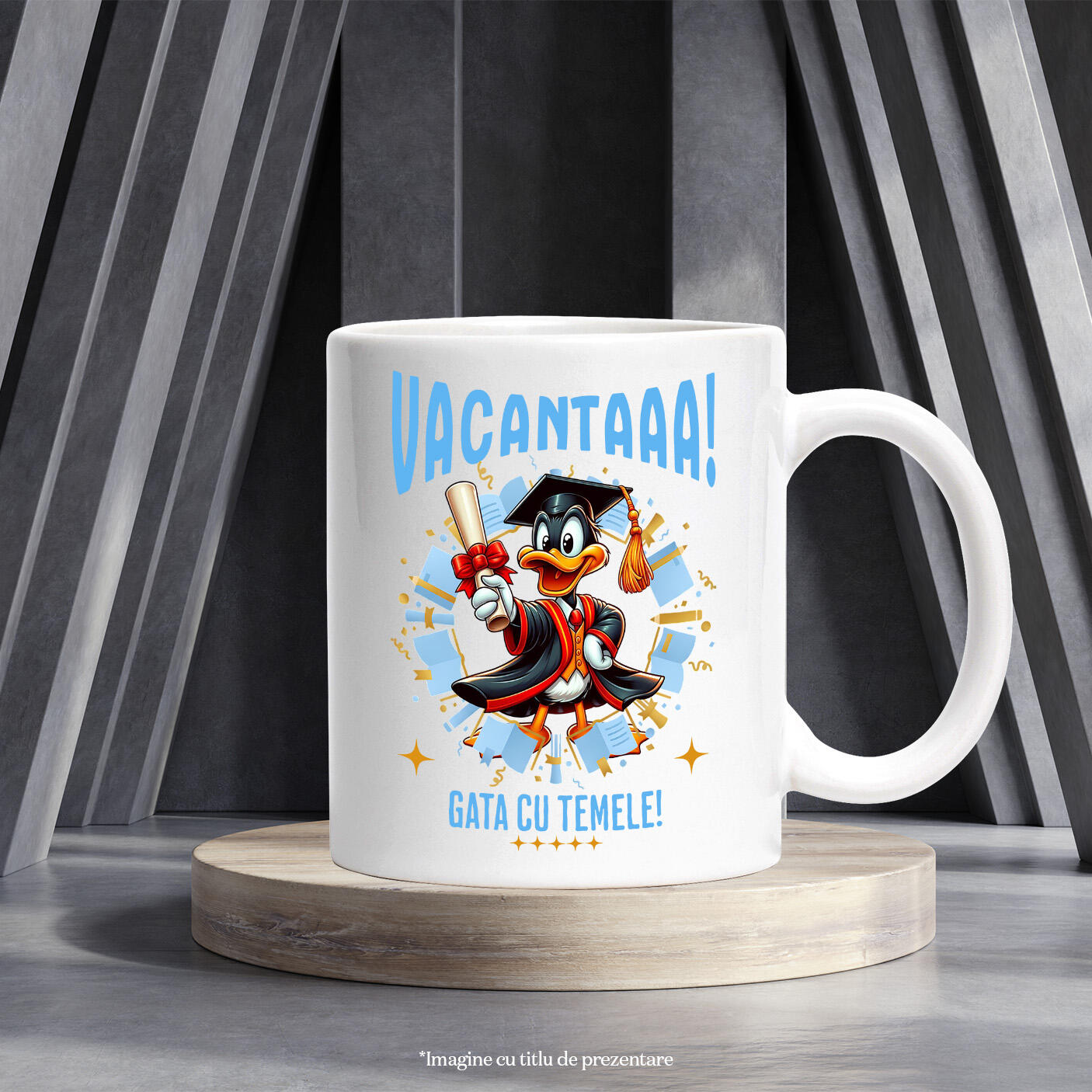Cana Cu Daffy Duck si Visele de Vacanta Ceramica, 330ML, cu Maner Alb [2]