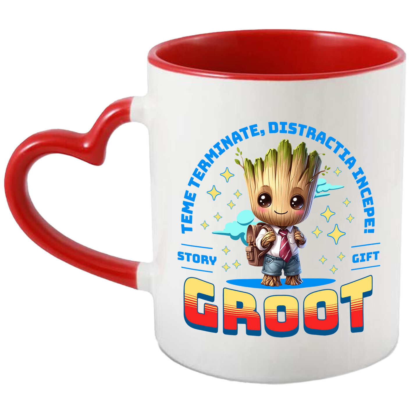 Desene Animate - Cana Cu Joaca si Invata cu Gaoot Ceramica, 330ML, cu Maner Inima Rosie