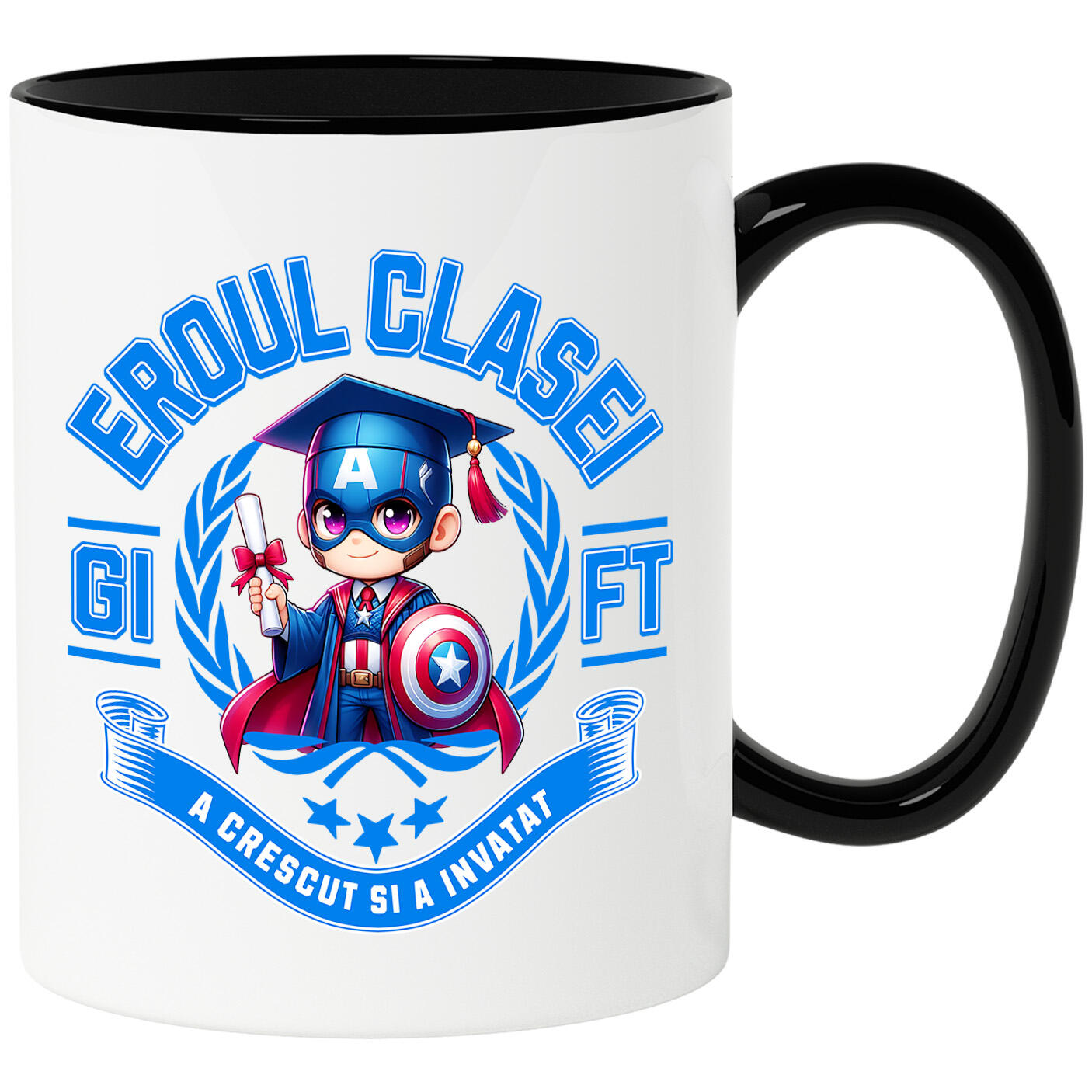 Căni - Cana Cu Captain America – Campion Prin Curaj Si Invatare Ceramica, 330ML, cu Maner Negru