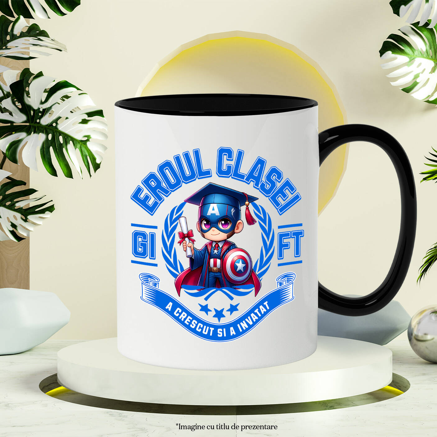 Cana Cu Captain America – Campion Prin Curaj Si Invatare Ceramica, 330ML, cu Maner Negru [2]