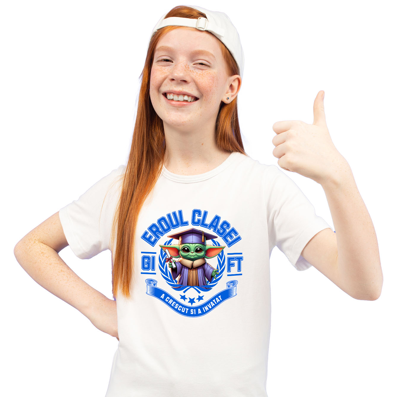 Educatie - Tricou Copii cu Baby Yoda – Invata, Zambeste, Castiga 100% Bumbac, Alb, 4 Ani