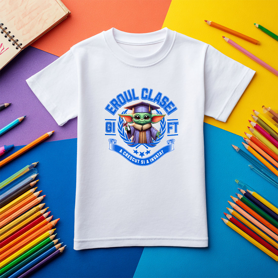 Tricou Copii cu Baby Yoda – Invata, Zambeste, Castiga 100% Bumbac, Alb, 4 Ani [4]