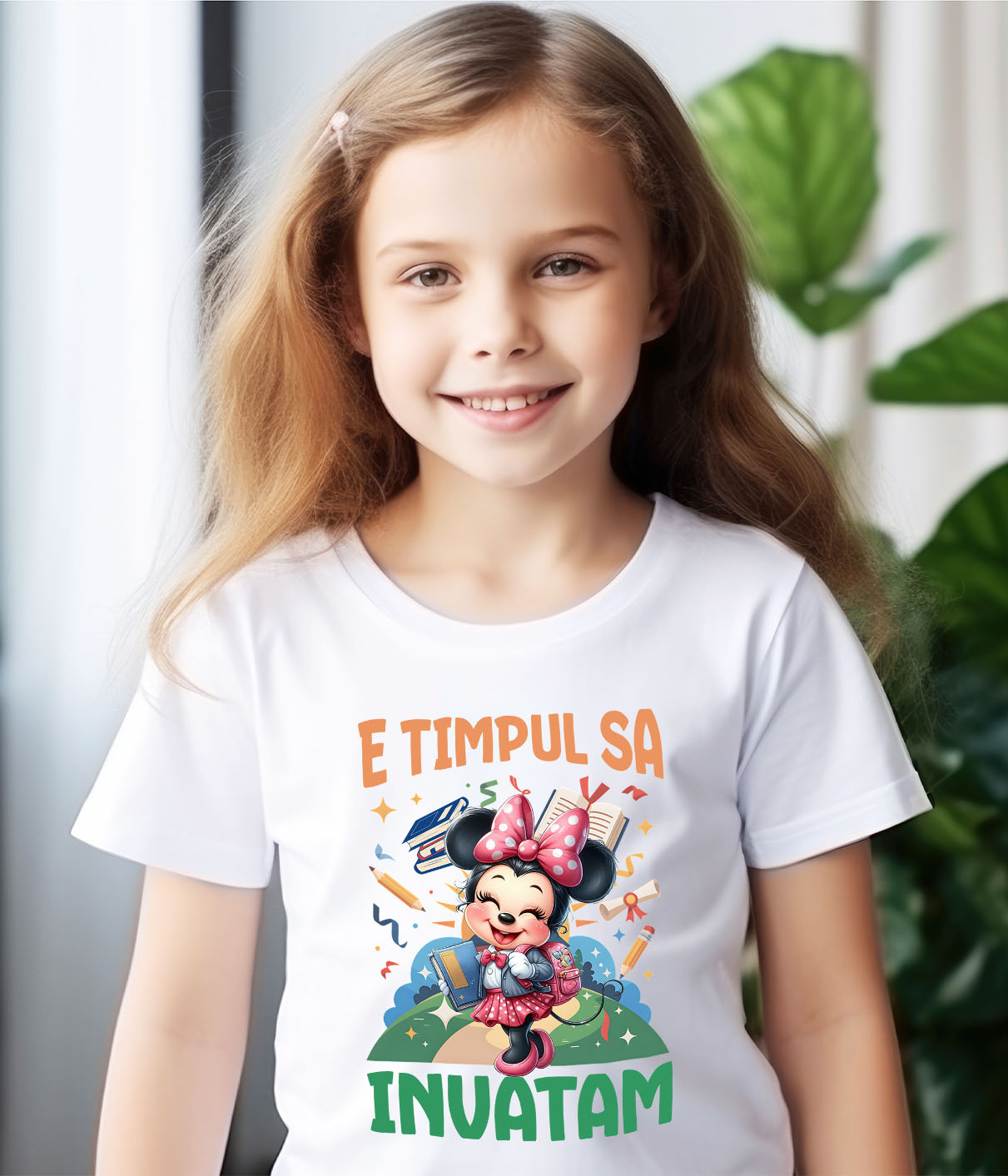 Tricou Copii cu Zambete si Descoperiri cu Minnie Mouse 100% Bumbac, Alb, 10 Ani [3]