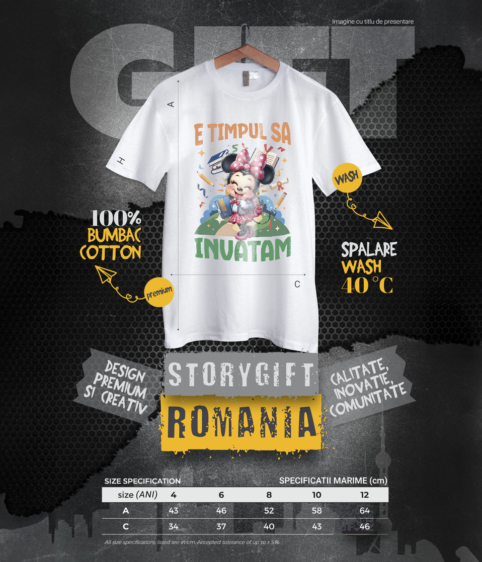 Tricou Copii cu Zambete si Descoperiri cu Minnie Mouse 100% Bumbac, Alb, 10 Ani [5]