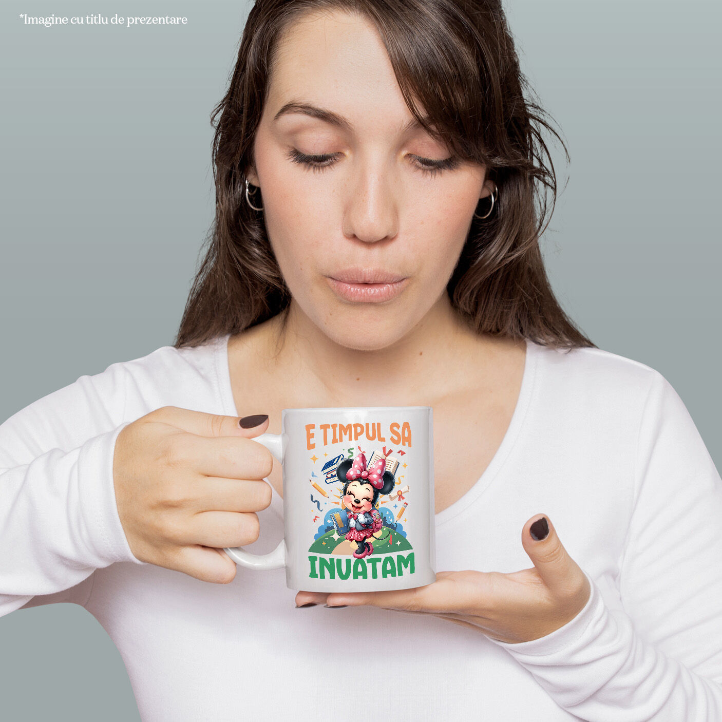 Cana Cu Zambete si Descoperiri cu Minnie Mouse Ceramica, 330ML, cu Maner Alb [1]