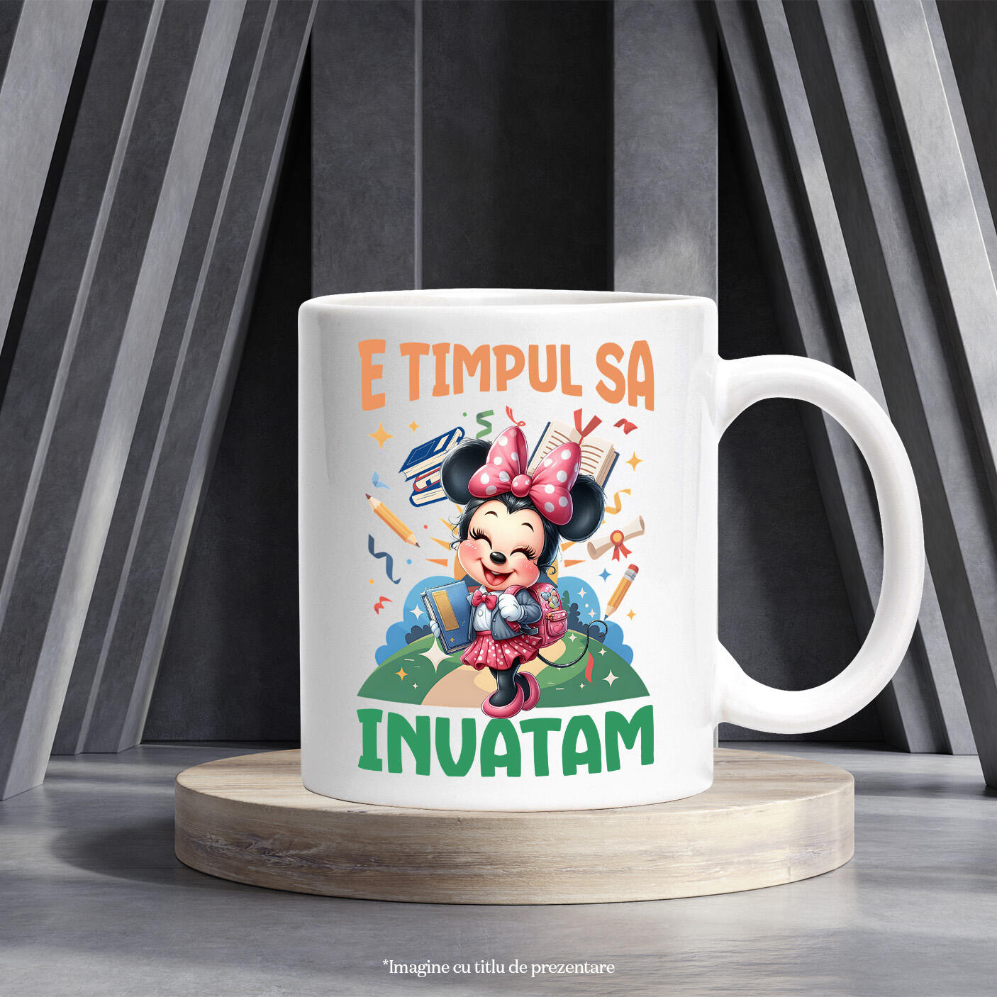 Cana Cu Zambete si Descoperiri cu Minnie Mouse Ceramica, 330ML, cu Maner Alb [2]