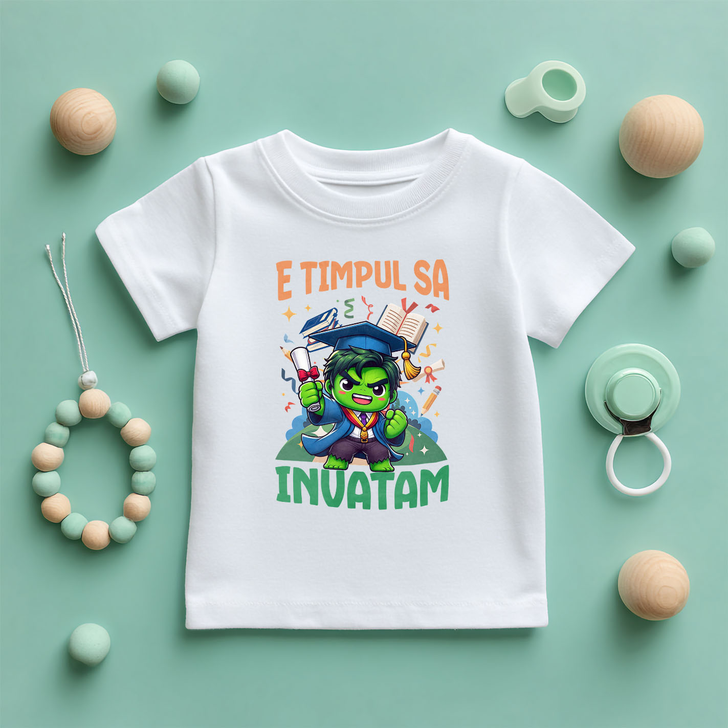 Tricou Copii cu Hulk: Invata si Zambeste in Aventuri Superputernice 100% Bumbac, Alb, 10 Ani [4]