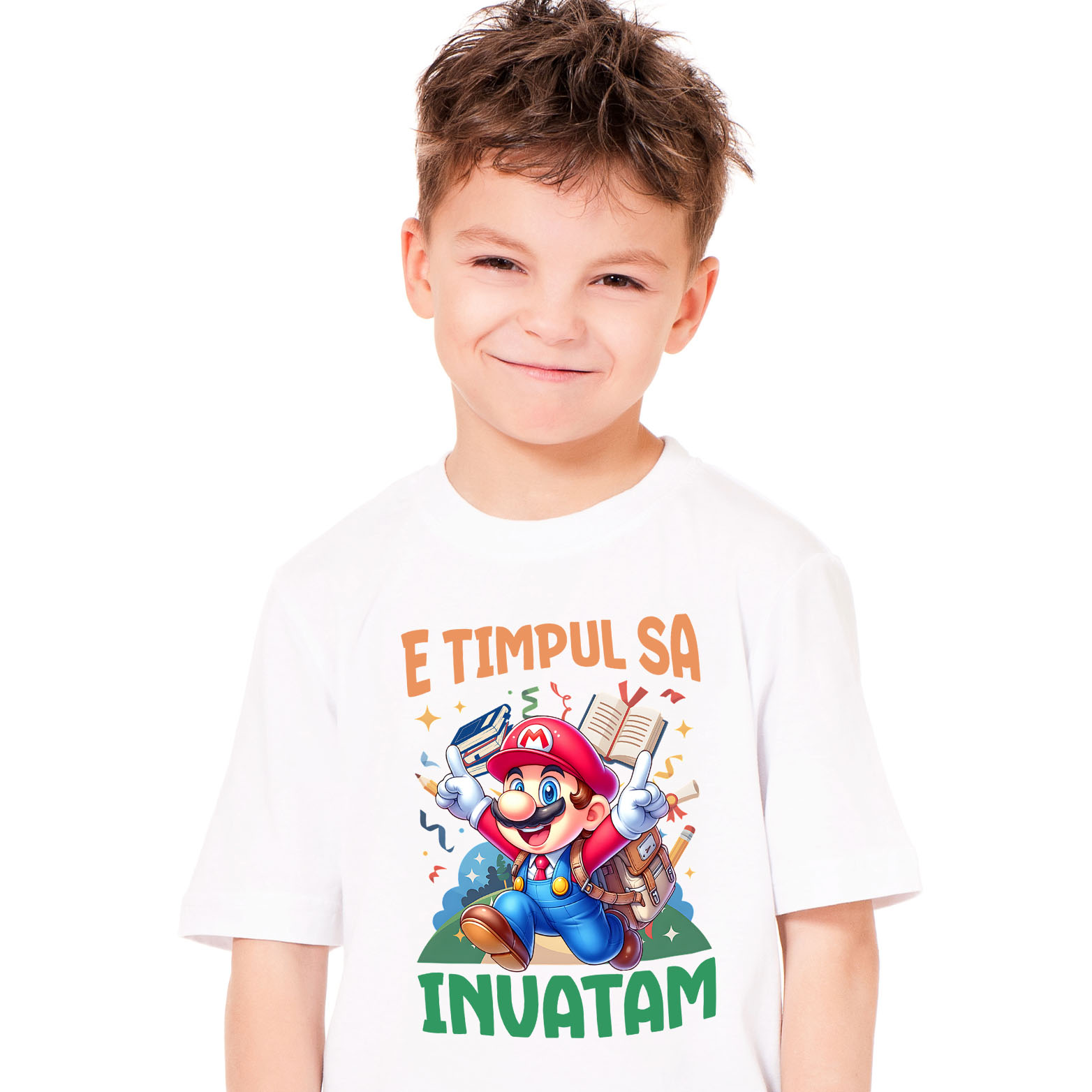 Educatie - Tricou Copii cu Minecraft Si Aventuri De Lectura 100% Bumbac, Alb, 8 Ani