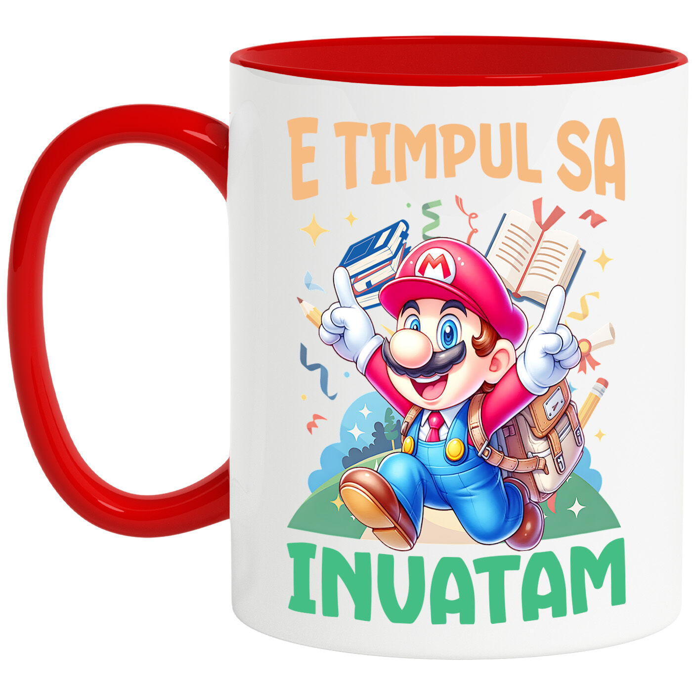 Educatie - Cana Cu Minecraft Si Aventuri De Lectura Ceramica, 330ML, cu Maner Rosu