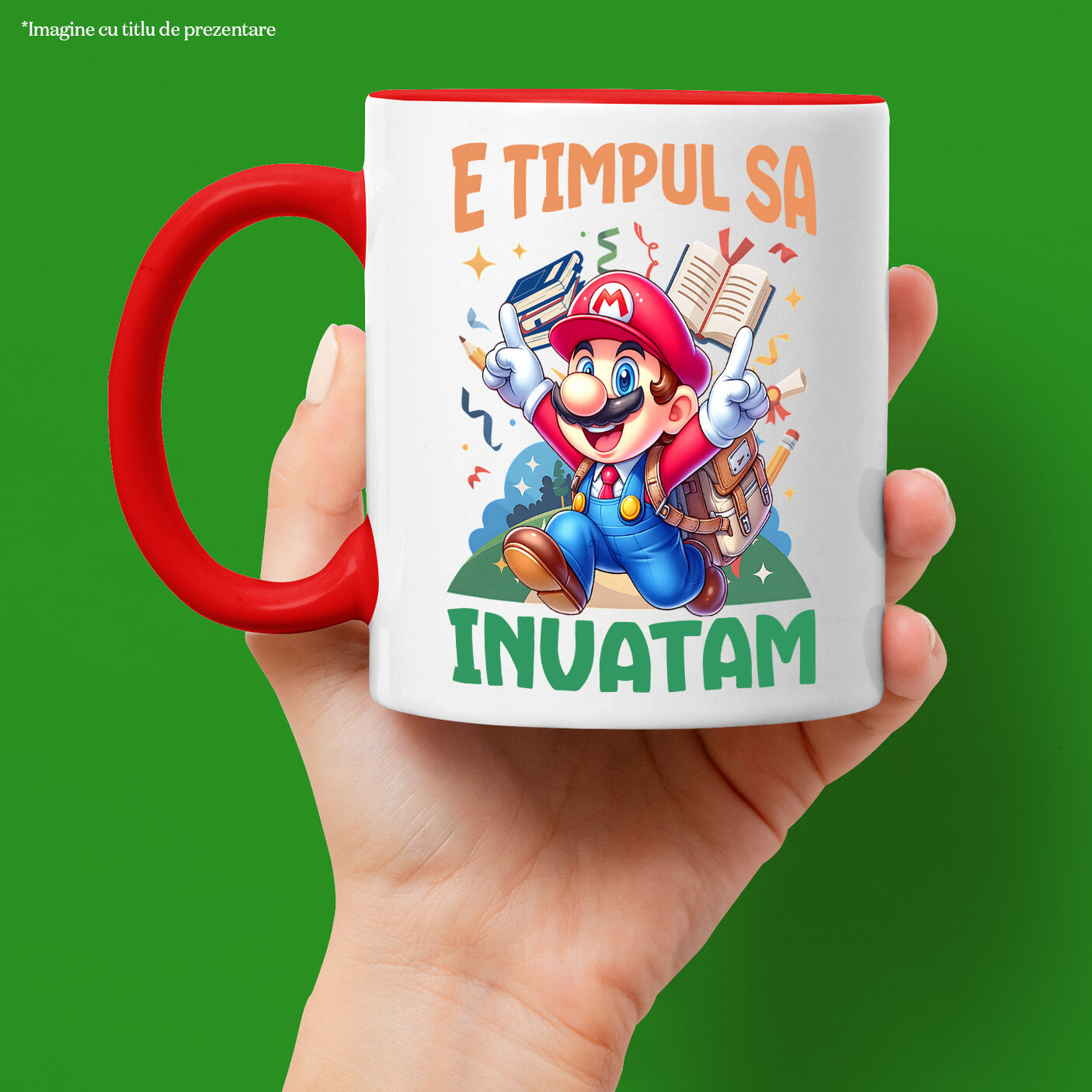 Cana Cu Minecraft Si Aventuri De Lectura Ceramica, 330ML, cu Maner Rosu [1]