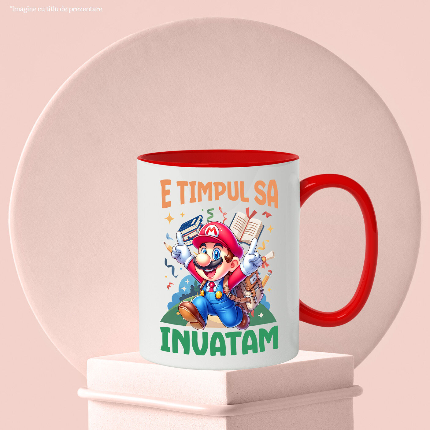 Cana Cu Minecraft Si Aventuri De Lectura Ceramica, 330ML, cu Maner Rosu [2]