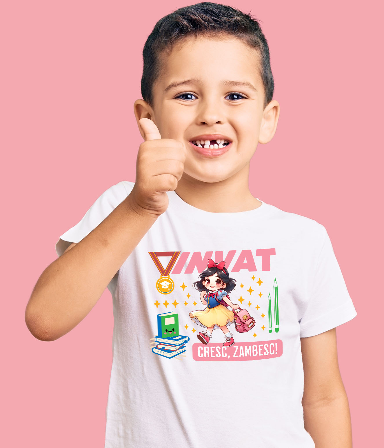 Tricou Copii cu Alba ca Zăpada – Cărți, Zâmbete și Magie 100% Bumbac, Alb, 8 Ani [3]