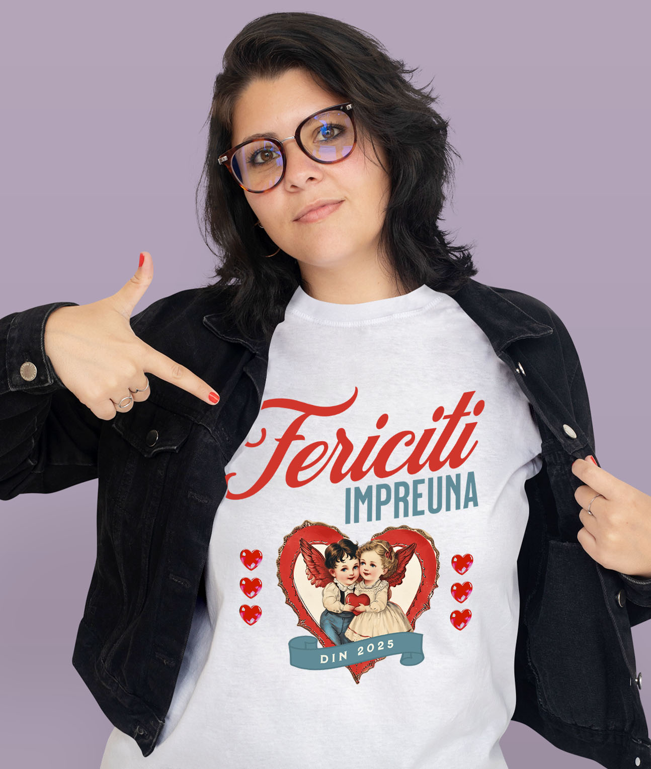 Tricou Femei, Barbati, Copii, Fata, Baiat, Unisex Personalizat Cuplu și Copii cu Îngeri și Inimă - Fericire și Dragoste În Familie din 2025 [1]