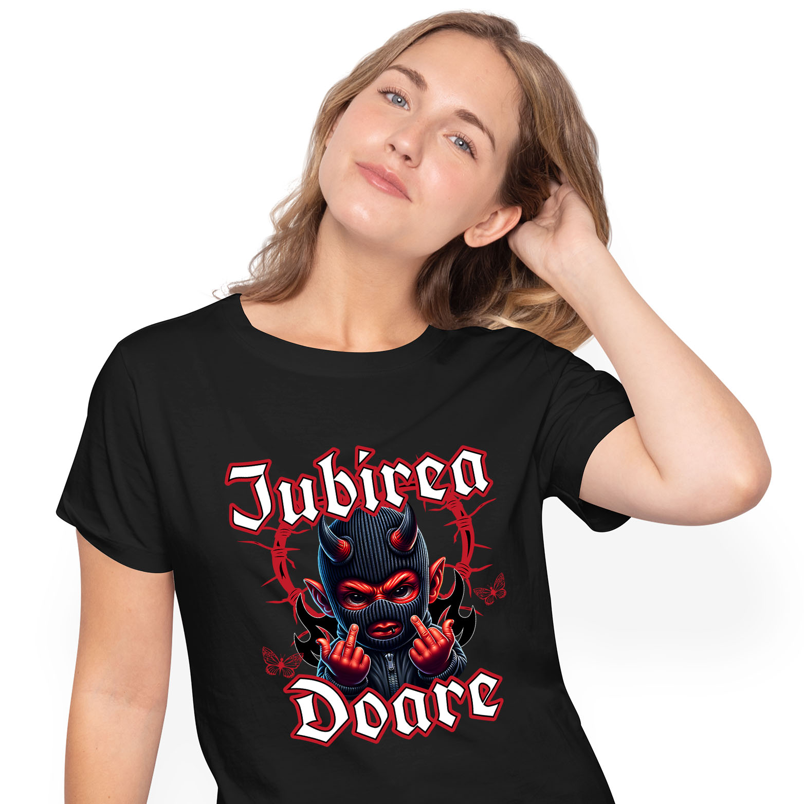 Valentine's Day - Tricou Femei, Barbati, Copii, Fata, Baiat, Unisex Personalizat Cadouri personalizate pentru Valentine's Day cu ilustrație demon „Iubirea Doare” | Produse unice pentru iubiți și prieteni.