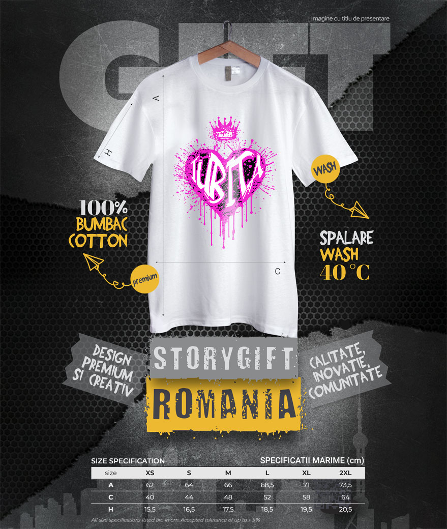 Tricou Femei, Barbati, Copii, Fata, Baiat, Unisex Personalizat Cadou personalizat pentru iubita - Inima Stil Graffiti cu Coroana, Valentine's Day [3]