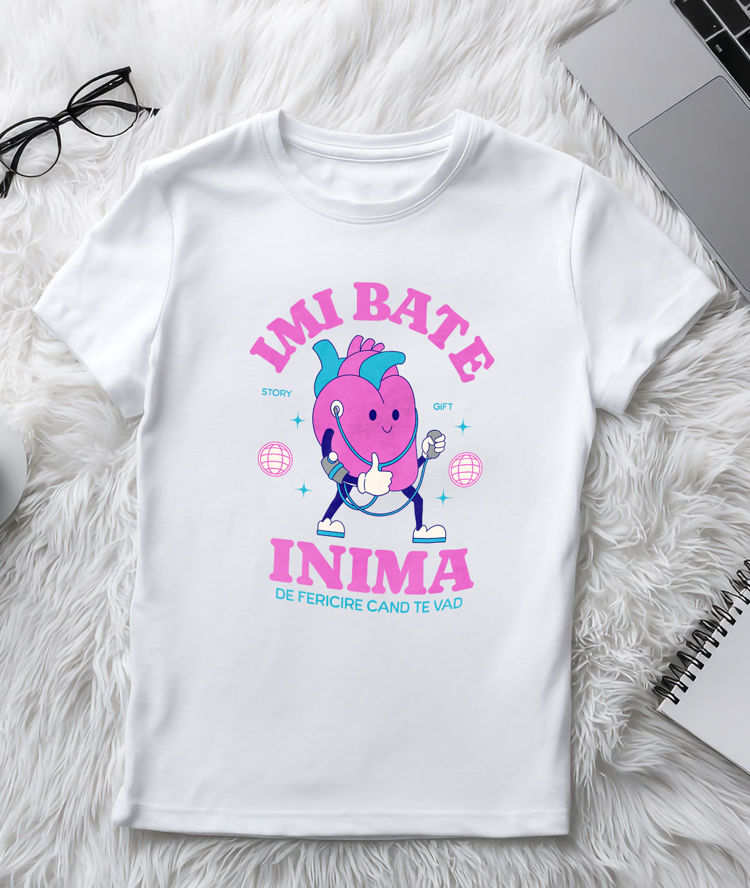 Tricou Femei, Barbati, Copii, Fata, Baiat, Unisex Personalizat Inimă Anatomica cu Pompa Medicală și Mesaj „Îmi Bate Inima de Fericire Când Te Văd” – Cadou Personalizat [2]