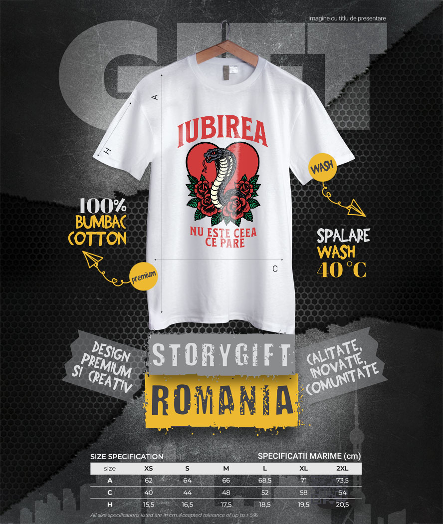 Tricou Femei, Barbati, Copii, Fata, Baiat, Unisex Personalizat „Șarpe Printre Flori Roșii - Cadou Personalizat „Iubirea Nu Este Ceea Ce Pare” pentru Familie, Copii, Tati și Prieteni” [3]