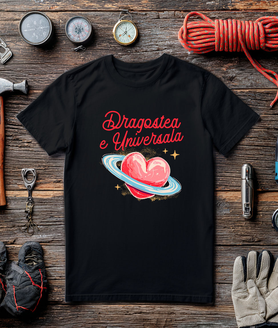 Tricou Femei, Barbati, Copii, Fata, Baiat, Unisex Personalizat „Inima Stil Arta Creion - Cadou Personalizat „Dragostea E Universală” pentru Familie, Copii, Tati și Prieteni de Valentine’s Day” [2]
