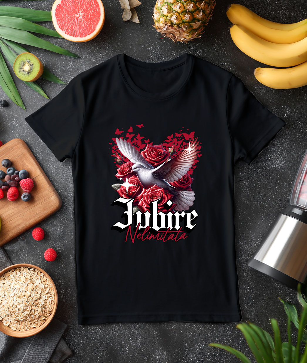 Tricou Femei, Barbati, Copii, Fata, Baiat, Unisex Personalizat „Porumbel Alb Trandafiri Roșii - Cadou Personalizat „Iubire Nelimitată” pentru Ziua Îndrăgostiților, Familie, Copii și Prieteni” [2]