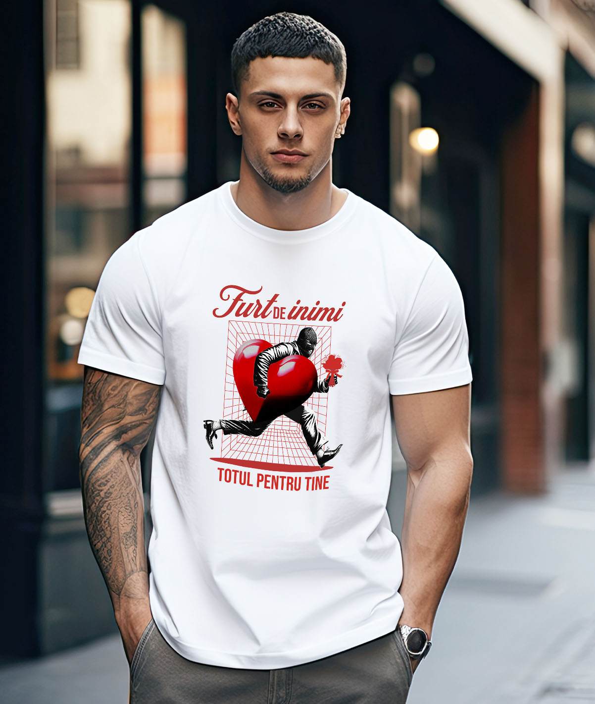 Tricou Femei, Barbati, Copii, Fata, Baiat, Unisex Personalizat „Hot De Inimi Cu Buchet De Flori - Cadou Personalizat „Totul pentru Tine” pentru Familie, Copii și Prieteni de Valentine's Day” [1]