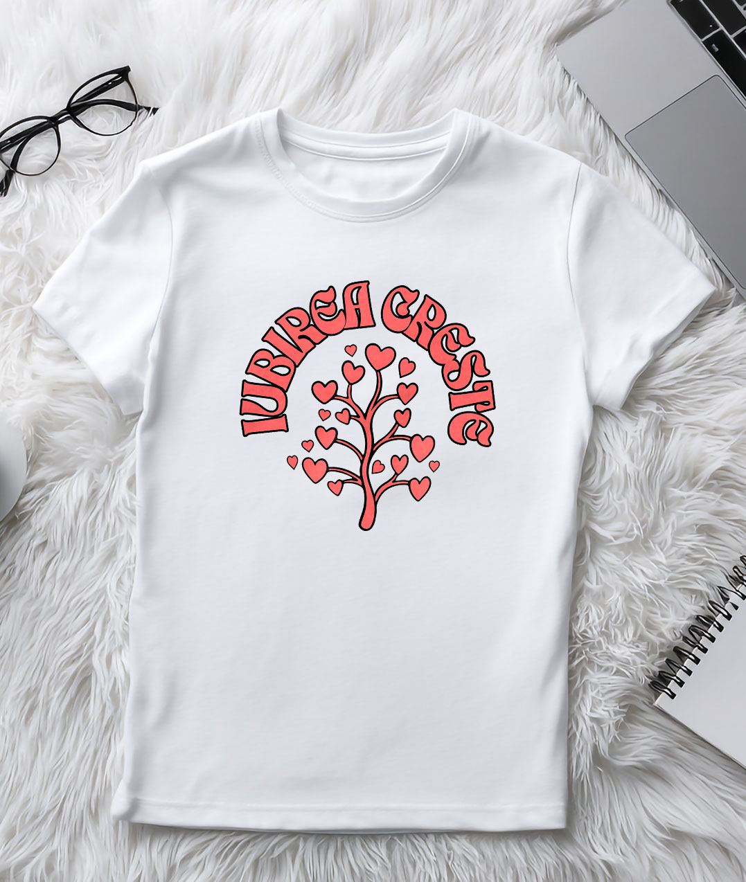 Tricou Femei, Barbati, Copii, Fata, Baiat, Unisex Personalizat „Pom Cu Inimioare - Cadou Personalizat „Iubirea Crește” pentru Familie, Copii și Prieteni de Valentine's Day” [2]